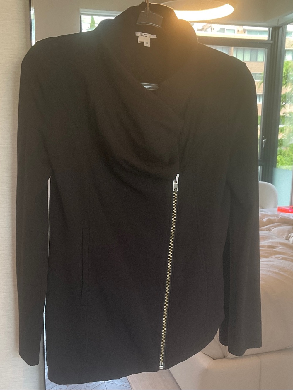 Helmut Lang Black Asymmetric Zip Blazer Jacket - Picture 2 of 4